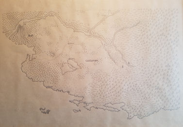 Handdrawn map of southern central jungle region of Catalpa called Castanum
