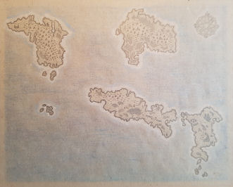 Handdrawn map of group of small islands west of Surunghat