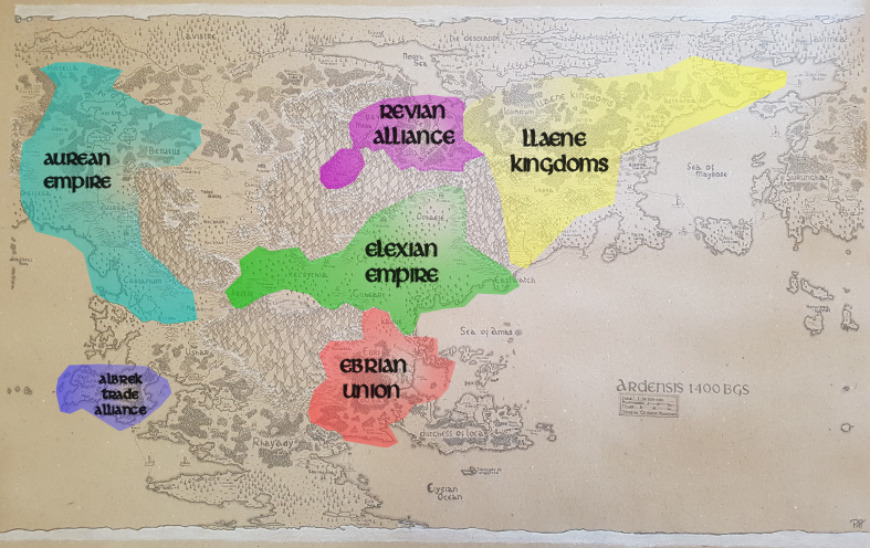 Ardensis map detaling major, past and current, factions.