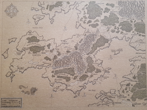 Handdrawn map of the Albrek Alliance and some of Ushar.